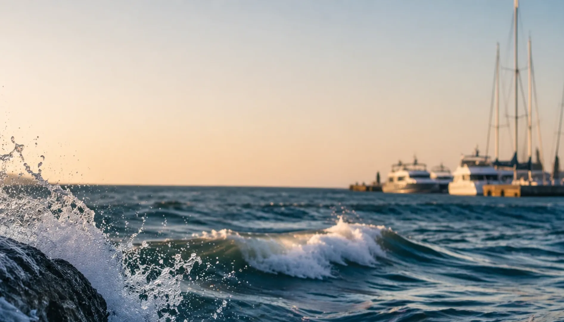 Ocean scene with yachts at marina